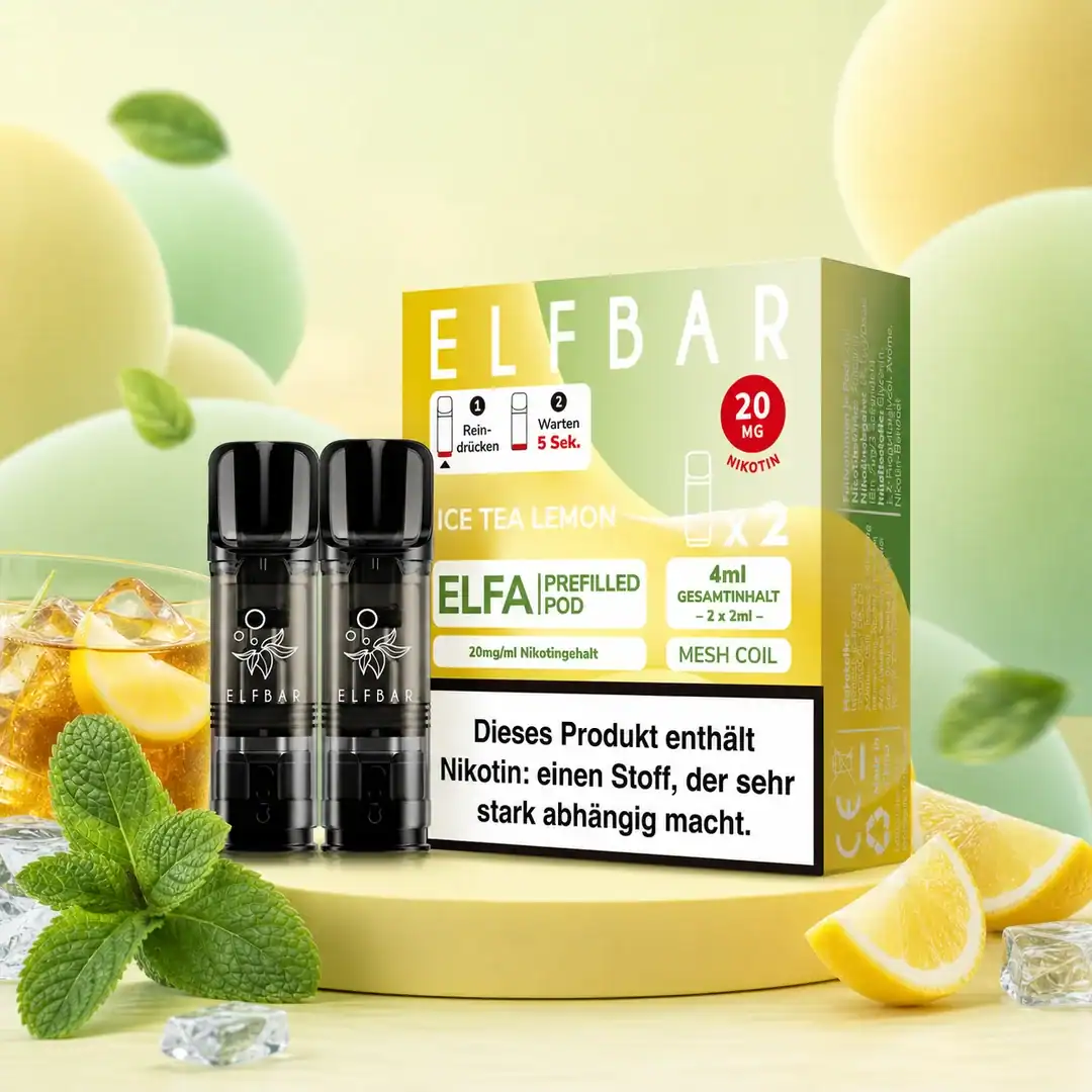 elf bar elfa ice tea lemon | Vapebazar Elf Bar Elfa Ice Tea Lemon Prefilled Pod 2Er-Pack Mit 20 Mg Nikotin – Zitronen-Eistee