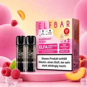 Elf Bar ELFA Raspberry Peach Prefilled Pod 2er-Pack mit 20 mg Nikotin – Himbeere und Pfirsich