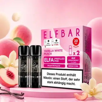 Elf Bar ELFA Vanilla White Peach Prefilled Pod 2er-Pack mit 20 mg Nikotin – Vanille und weißer Pfirsich