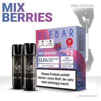 Elf Bar ELFA Pods Mix Berries 20mg – ELFA Prefilled Pod System mit 2 Pods, MESH Coil, 4ml Gesamtinhalt