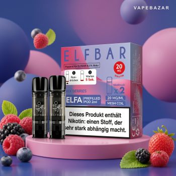 elfbar elfa pods mix berries 20mg | Vapebazar Elf Bar Elfa Pods Mix Berries 20Mg – 2Er Pack Prefilled Pods Mit Elfa Verpackung – Vapebazar