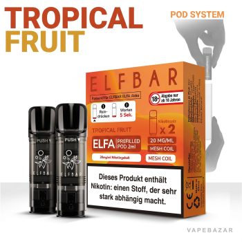 Elf Bar ELFA Pods Tropical Fruit 20mg – ELFA Prefilled Pod System mit 2 Pods, MESH Coil, 4ml Gesamtinhalt