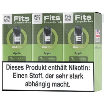 Pod Salt Fits Pods Apple 3er Pack Verpackung – ELFA kompatibel, 20mg Nikotinsalz
