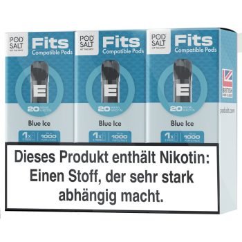 Pod Salt Fits Pods Blue Ice 3er Pack Verpackung – ELFA kompatibel, 20mg Nikotinsalz