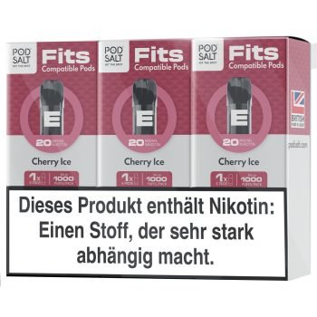 Pod Salt Fits Pods Cherry Ice 3er Pack Verpackung – ELFA kompatibel, 20mg Nikotinsalz