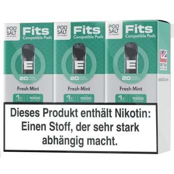 Pod Salt Fits Pods Fresh Mint 3er Pack Verpackung – ELFA kompatibel, 20mg Nikotinsalz