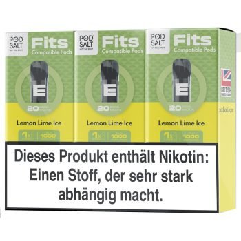 Pod Salt Fits Pods Lemon Lime Ice 3er Pack Verpackung – ELFA kompatibel, 20mg Nikotinsalz