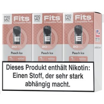 Pod Salt Fits Pods Peach Ice 3er Pack Verpackung – ELFA kompatibel, 20mg Nikotinsalz