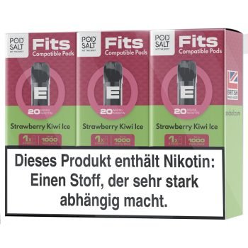 Pod Salt Fits Pods Strawberry Kiwi Ice 3er Pack Verpackung – ELFA kompatibel, 20mg Nikotinsalz