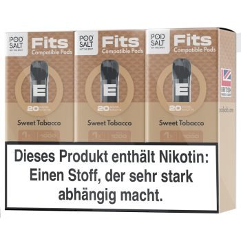 Pod Salt Fits Pods Sweet Tobacco 3er Pack Verpackung – ELFA kompatibel, 20mg Nikotinsalz