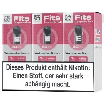 Pod Salt Fits Pods Watermelon Breeze 3er Pack Verpackung – ELFA kompatibel, 20mg Nikotinsalz