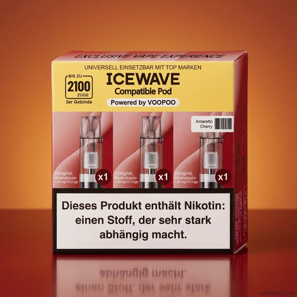 Icewave Pod Amaretto Cherry ohne Frucht | Vapebazar Icewave Pod - Amaretto Cherry - 3Er Pack - Ohne Frucht
