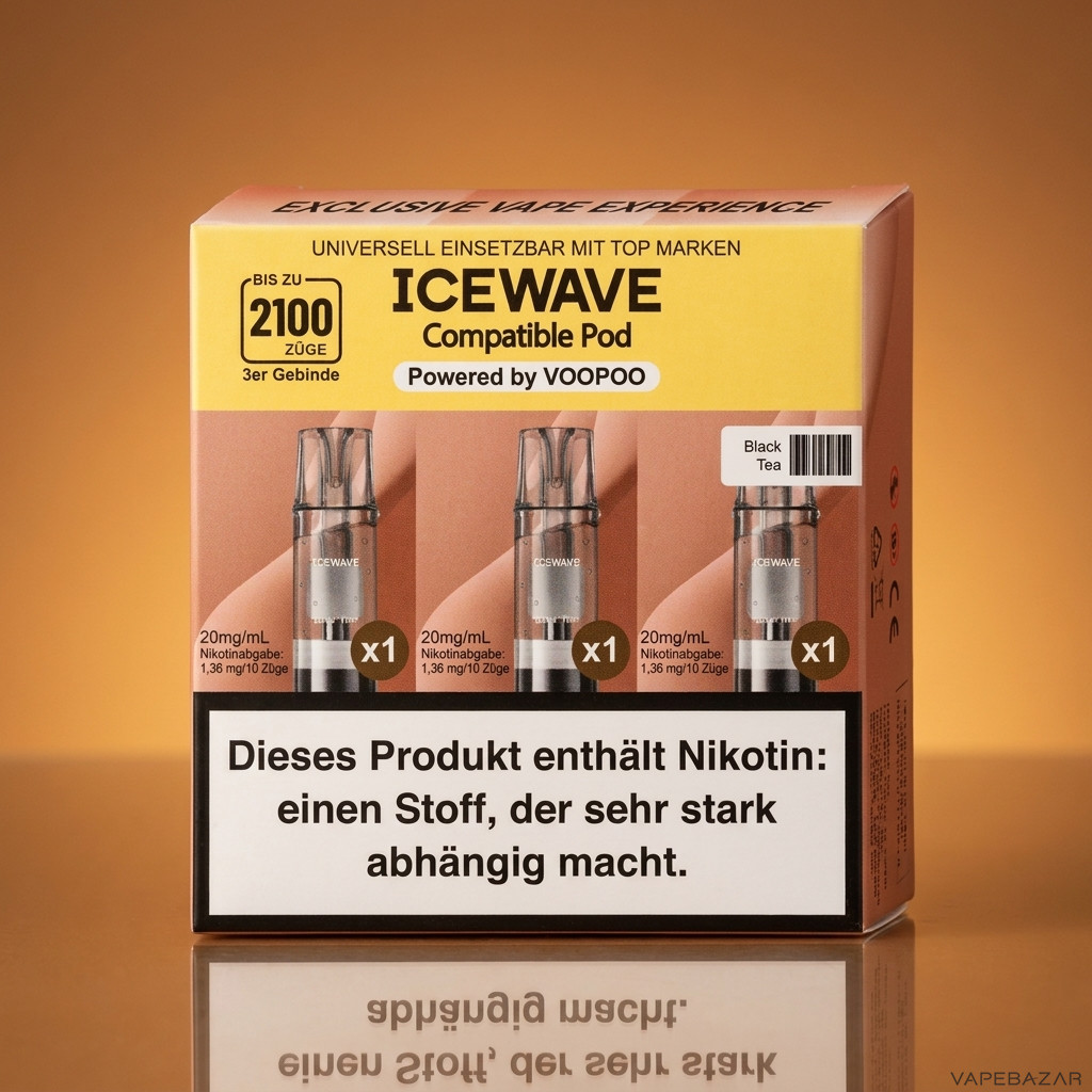 Icewave Pod Black Tea ohne Frucht | Vapebazar Icewave Pod - Black Tea - 3Er Pack - Ohne Frucht