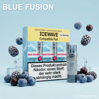 ICEWAVE Pod Blue Fusion 20mg 3er Gebinde ELFA kompatibel mit Beeren