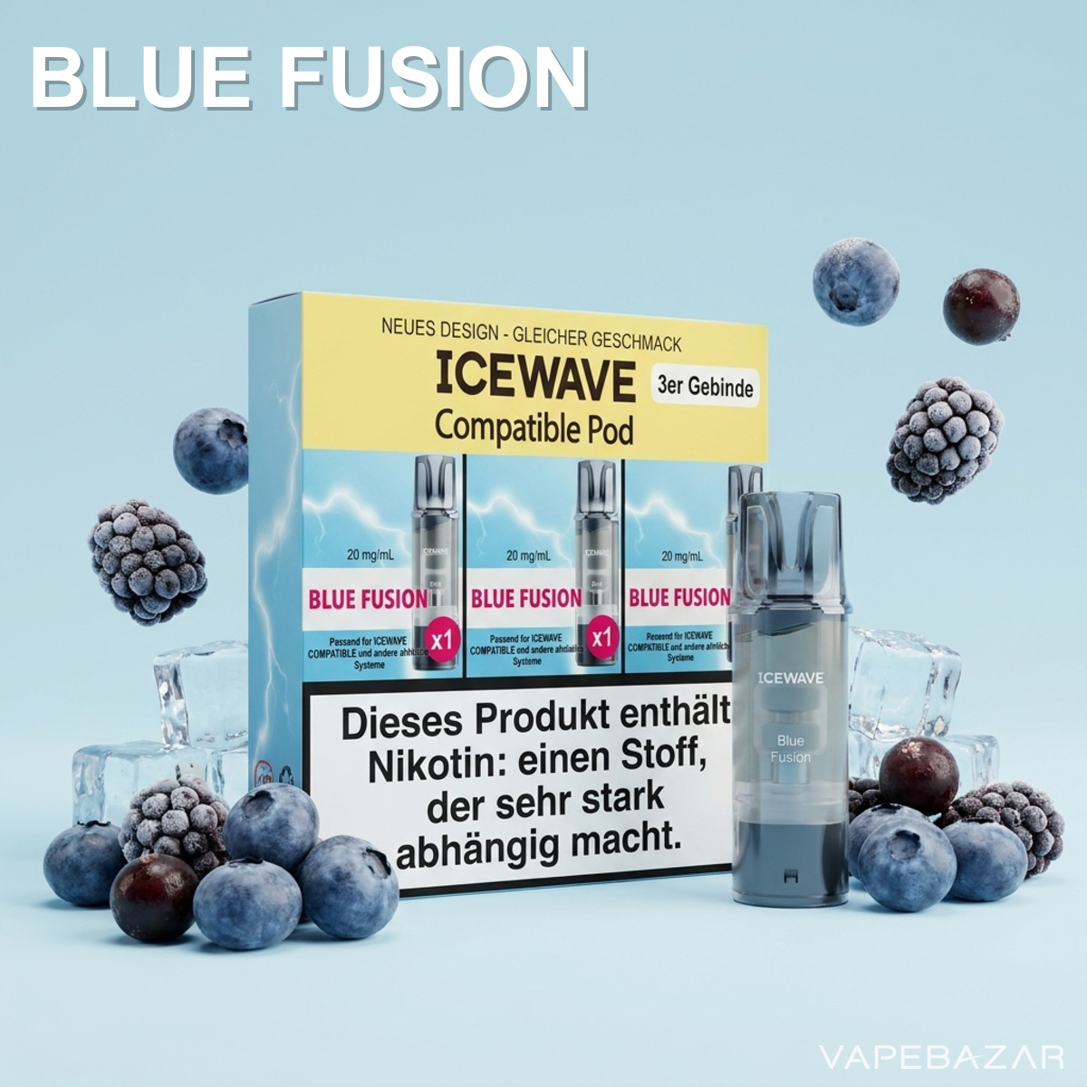 Icewave Pod Blue Fusion | Vapebazar Icewave Pod Blue Fusion 20Mg 3Er Gebinde Elfa Kompatibel Mit Beeren