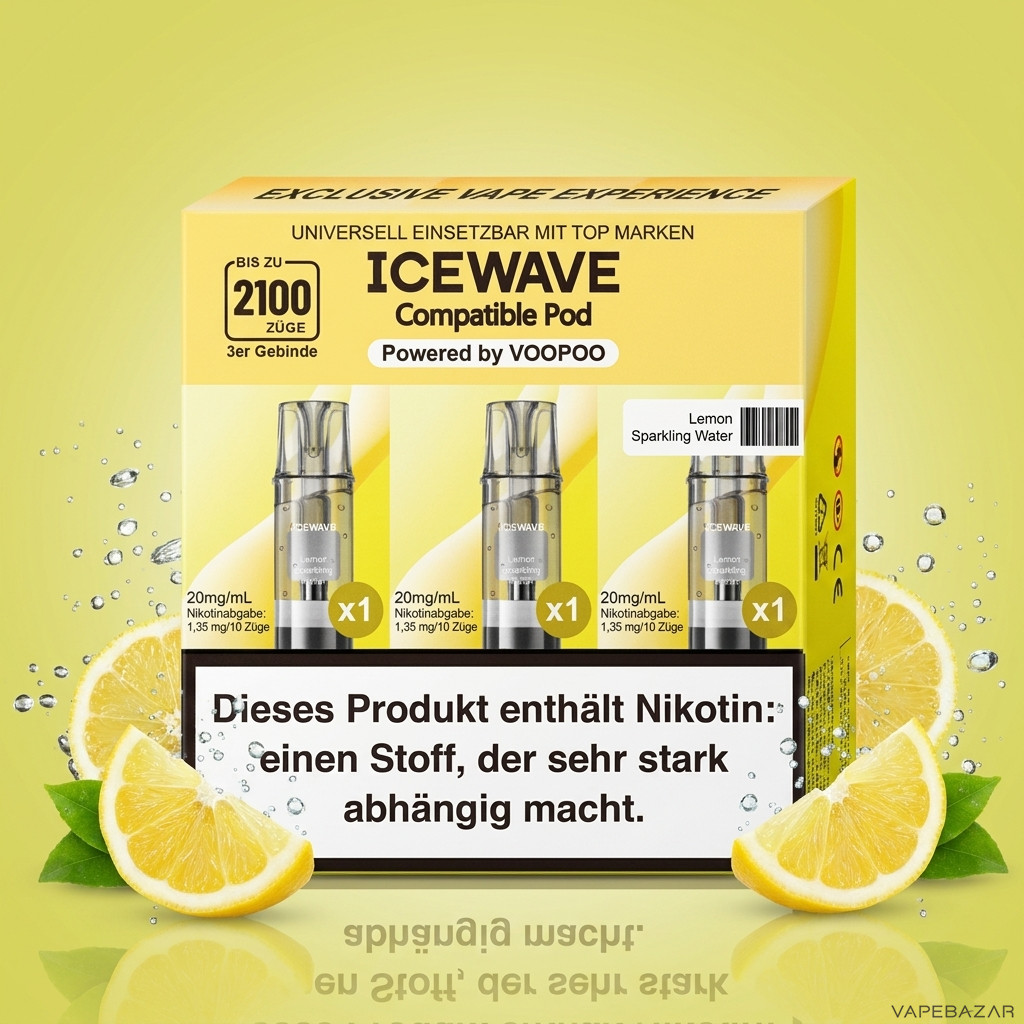 Icewave Pod Lemon Sparkling Water | Vapebazar Icewave Pod - Lemon Sparkling Water - 3Er Pack