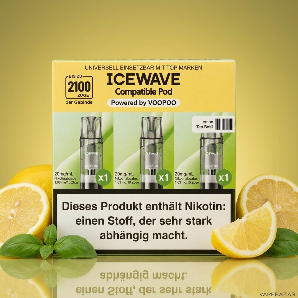 Icewave Pod Lemon Tea Basil | Vapebazar Icewave Pod - Lemon Tea Basil - 3Er Pack