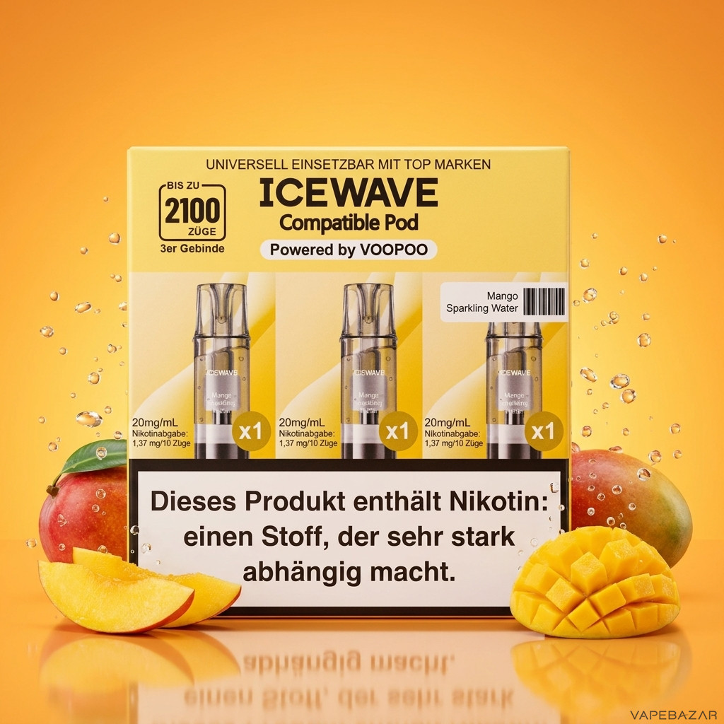 Icewave Pod Mango Sparkling Water | Vapebazar Icewave Pod - Mango Sparkling Water - 3Er Pack