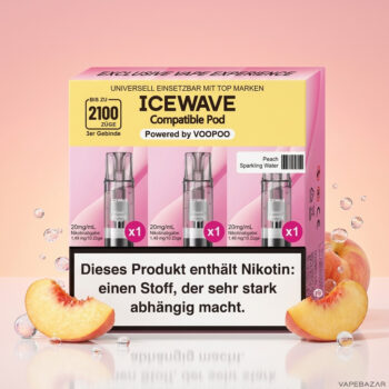 ICEWAVE Pod - Peach Sparkling Water - 3er Pack