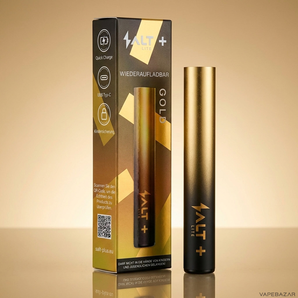 Salt Lite Gold mit Verpackung | Vapebazar Salt+ Lite Akku – Gold – Mit Verpackung