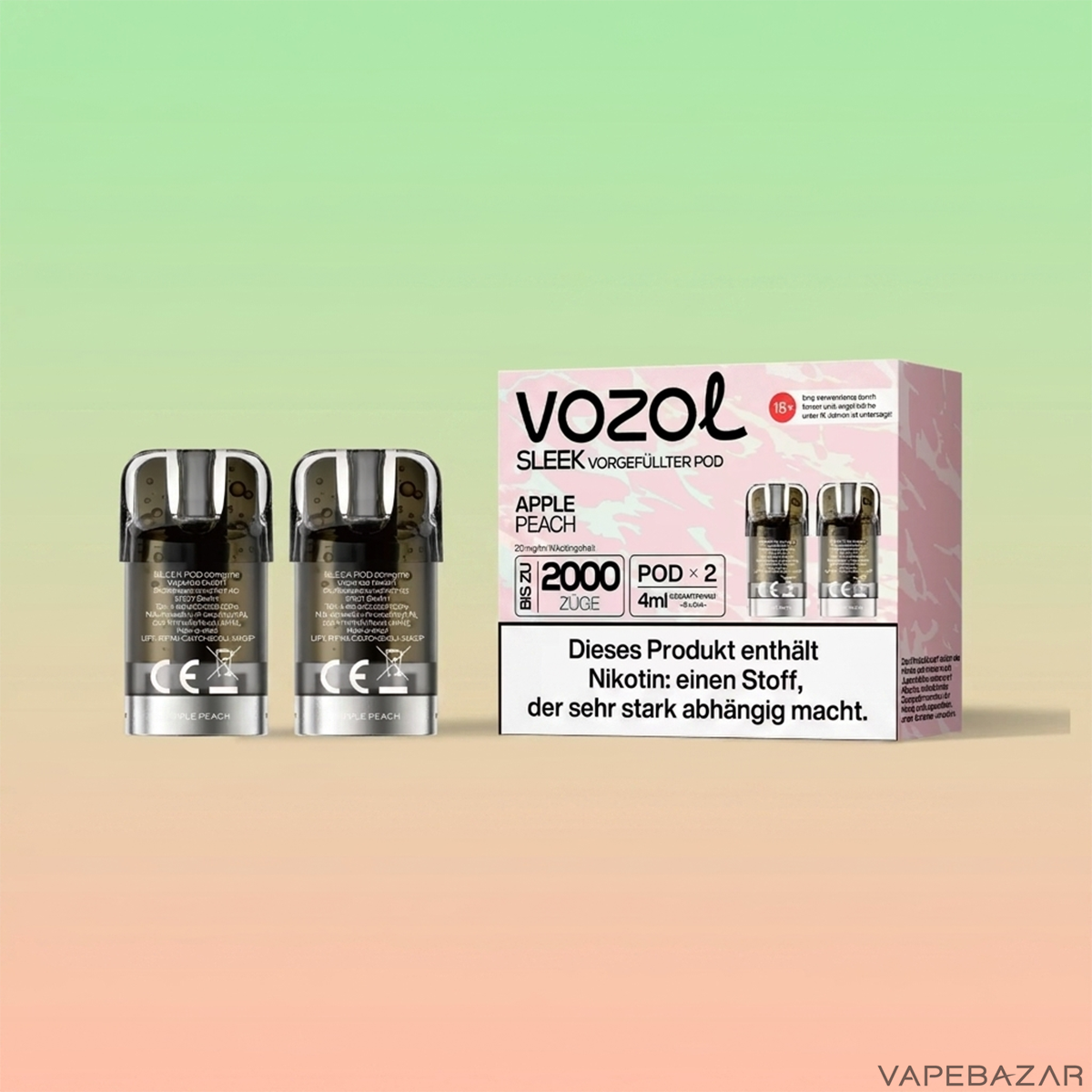 Vozol Sleek Apple Peach Clean | Vapebazar Vozol Sleek – Apple Peach – Clean