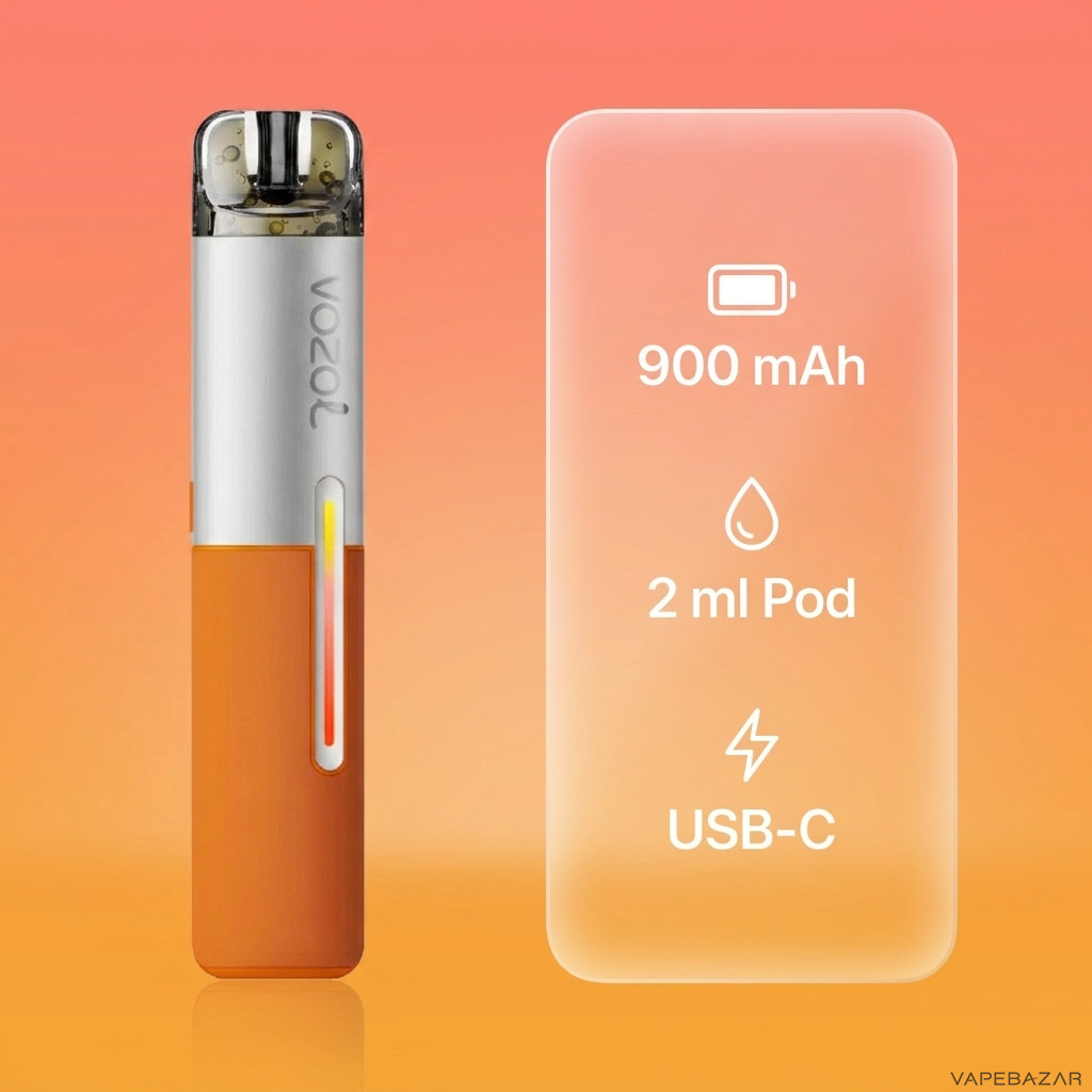 Vozol Sleek Basisgeraet Coral Orange Specs | Vapebazar Vozol Sleek Basisgerät – Coral Orange – Specs
