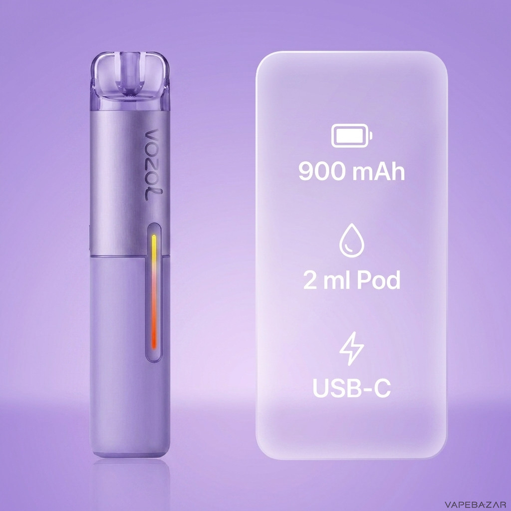 Vozol Sleek Basisgeraet Lavender Purple Specs | Vapebazar Vozol Sleek Basisgerät – Lavender Purple – Specs
