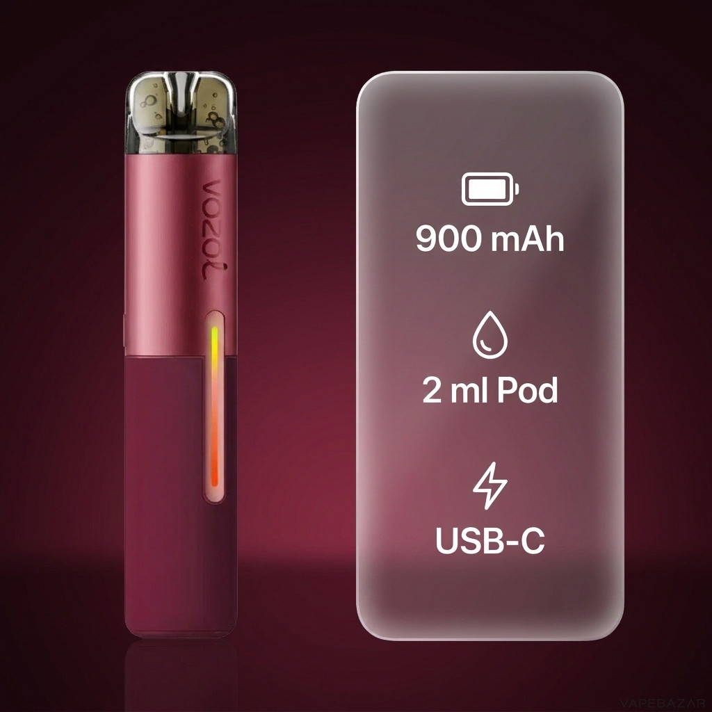 Vozol Sleek Basisgeraet Wine Red Specs | Vapebazar Vozol Sleek Basisgerät – Wine Red – Specs
