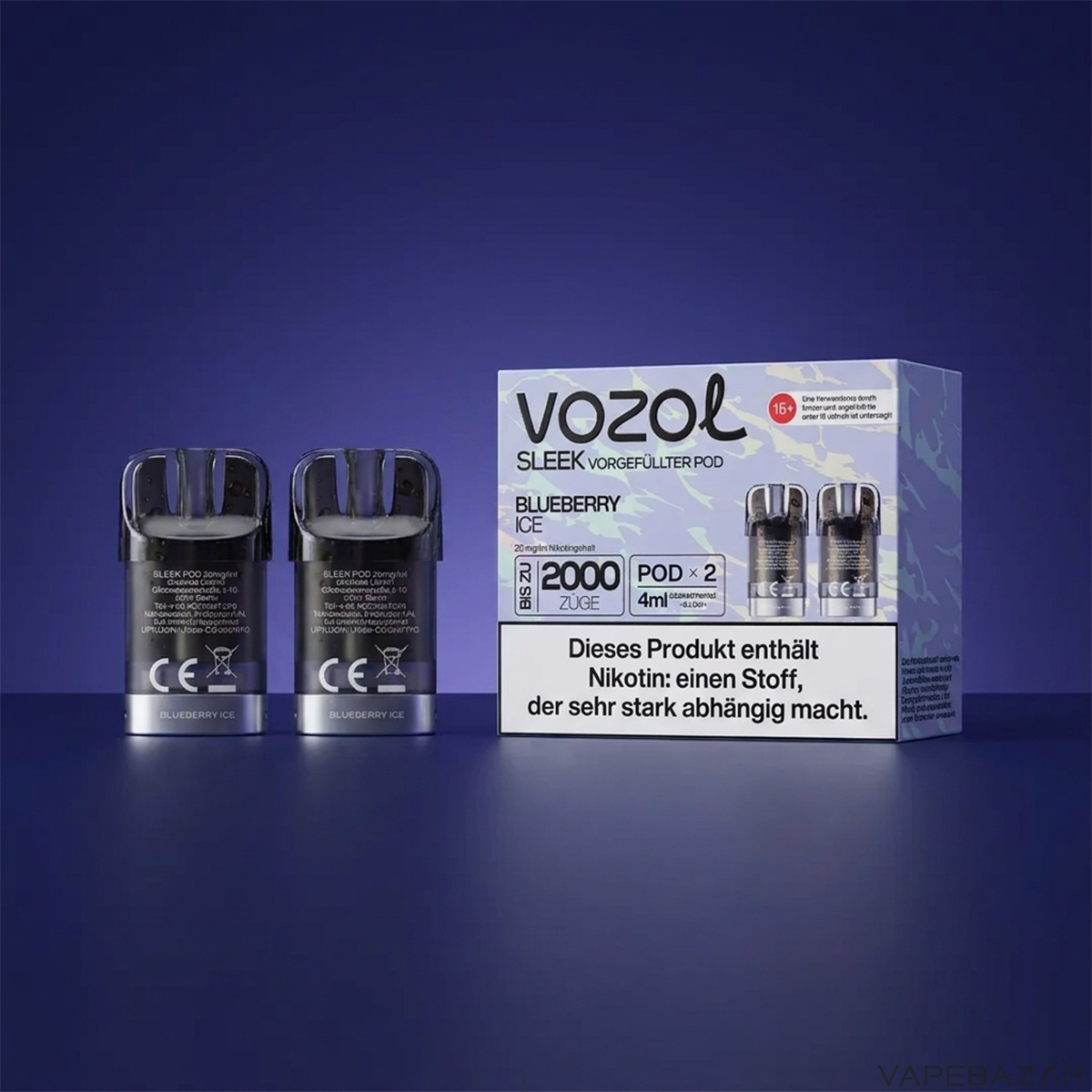 Vozol Sleek Blueberry Ice Clean | Vapebazar Vozol Sleek – Blueberry Ice – Clean