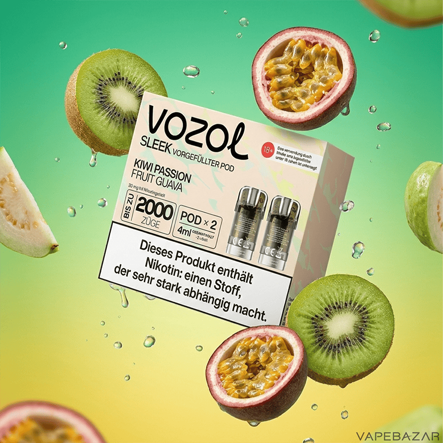 Vozol Sleek Kiwi Passion Fruit Guava | Vapebazar Vozol Sleek – Kiwi Passion Fruit Guava
