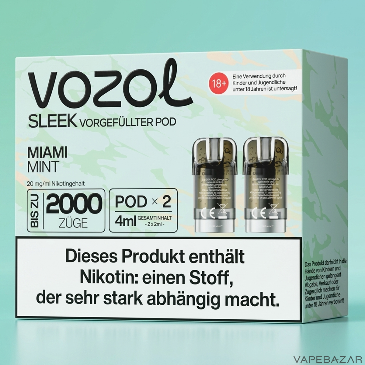 Vozol Sleek Miami Mint Clean | Vapebazar Vozol Sleek – Miami Mint – Clean