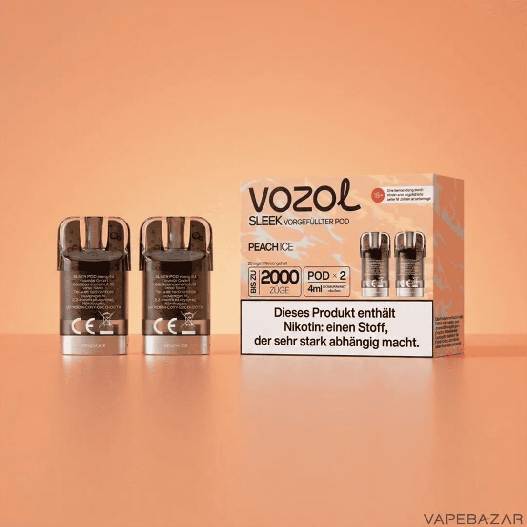 Vozol Sleek Peach Ice Clean | Vapebazar Vozol Sleek – Peach Ice – Clean