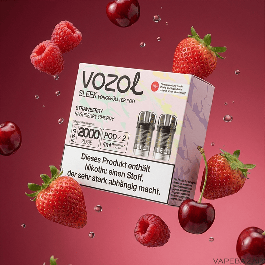 Vozol Sleek Strawberry Raspberry Cherry | Vapebazar Vozol Sleek – Strawberry Raspberry Cherry
