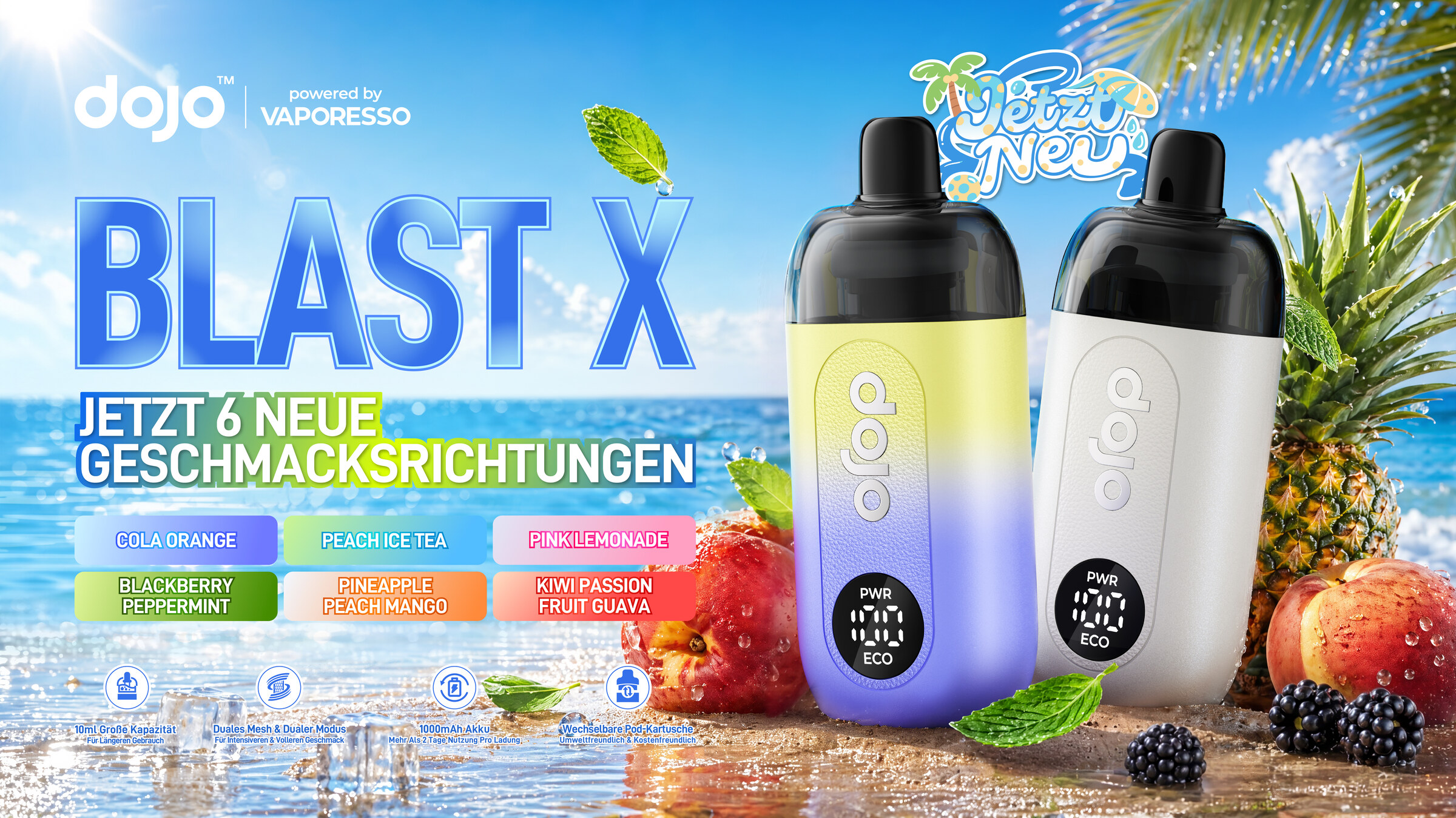 Dojo Blast X – bis zu 15.000 Züge, jetzt 6 neue Geschmacksrichtungen