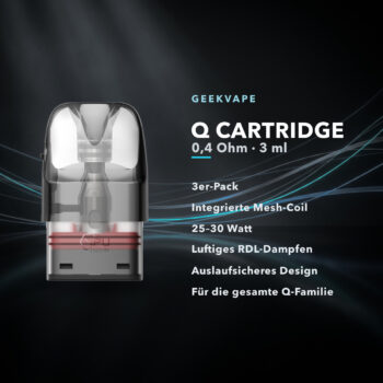 GeekVape Q Cartridge 0,4 Ohm 3 ml Ersatzpods (3er Pack) für Sonder Q3