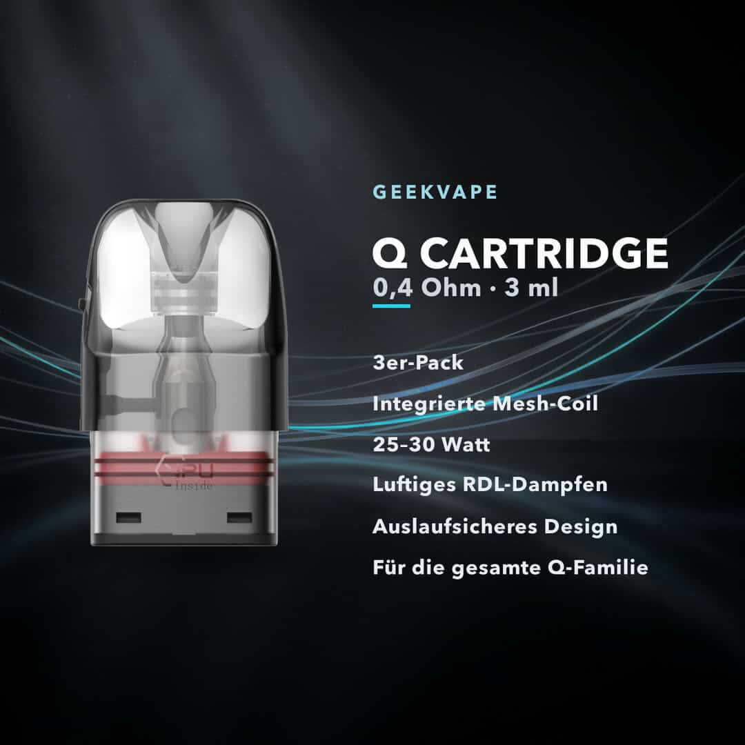 geekvape q cartridge 04 ohm 3 ml 3er pack 02 | Vapebazar Geekvape Q Cartridge 0,4 Ohm 3 Ml Ersatzpods (3Er Pack) Für Sonder Q3