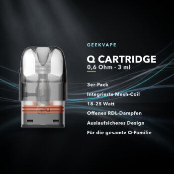 GeekVape Q Cartridge 0,6 Ohm 3 ml Ersatzpods (3er Pack) für Sonder Q3