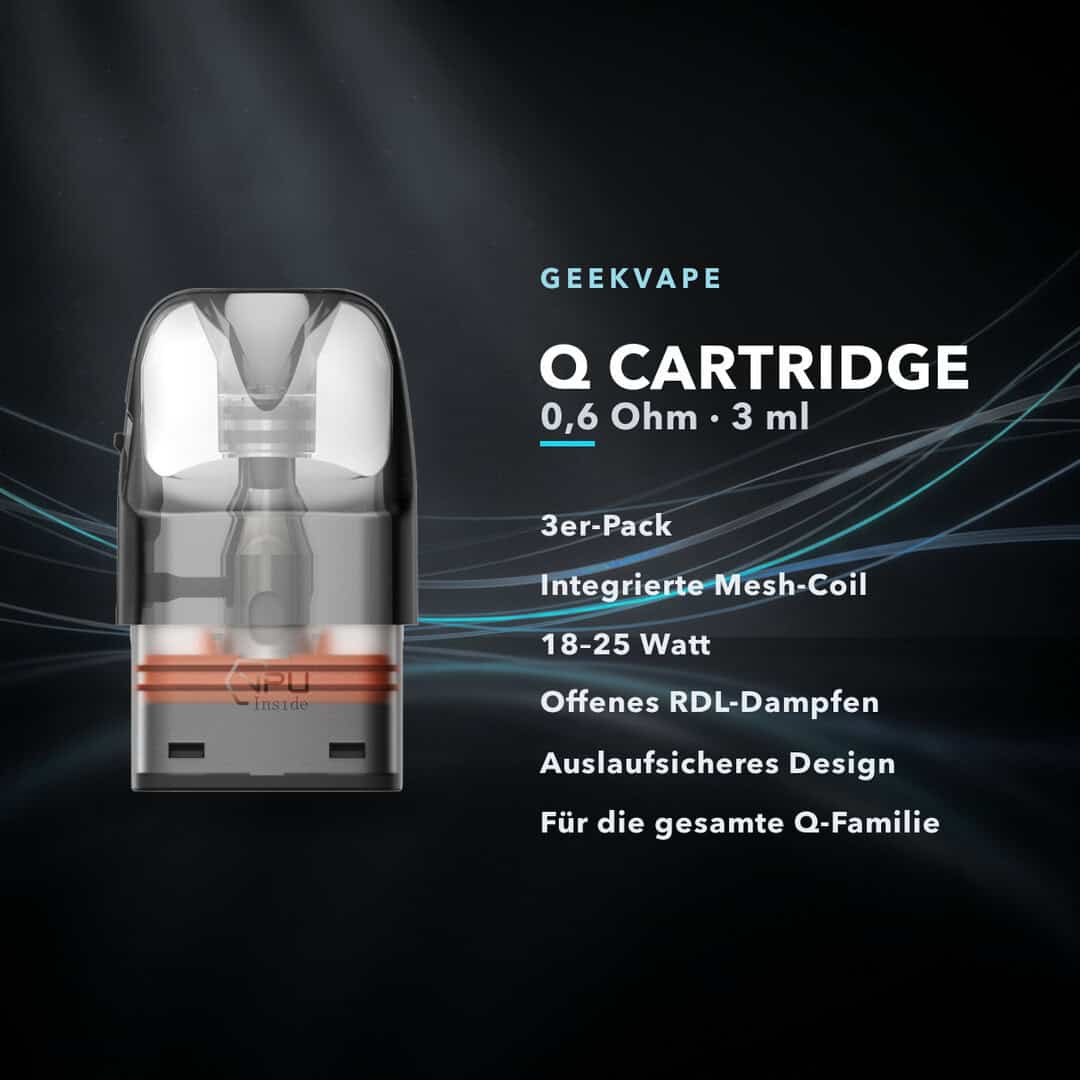 geekvape q cartridge 06 ohm 3 ml 3er pack 02 | Vapebazar Geekvape Q Cartridge 0,6 Ohm 3 Ml Ersatzpods (3Er Pack) Für Sonder Q3