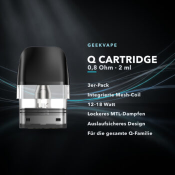 GeekVape Q Cartridge 0,8 Ohm 2 ml Ersatzpods (3er Pack) für Sonder Q3