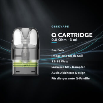 GeekVape Q Cartridge 0,8 Ohm 3 ml Ersatzpods (3er Pack) für Sonder Q3