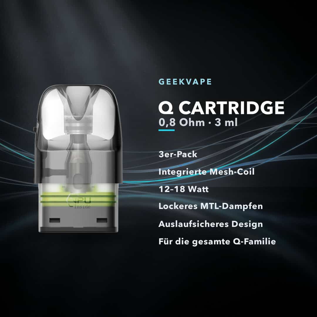 geekvape q cartridge 08 ohm 3 ml 3er pack 02 | Vapebazar Geekvape Q Cartridge 0,8 Ohm 3 Ml Ersatzpods (3Er Pack) Für Sonder Q3