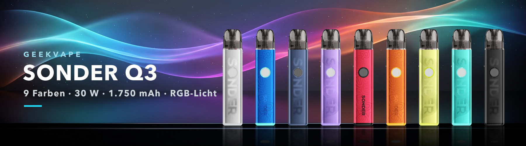 GeekVape Sonder Q3 Pod System – 9 Farben, 30 Watt, 1750 mAh, RGB-Licht