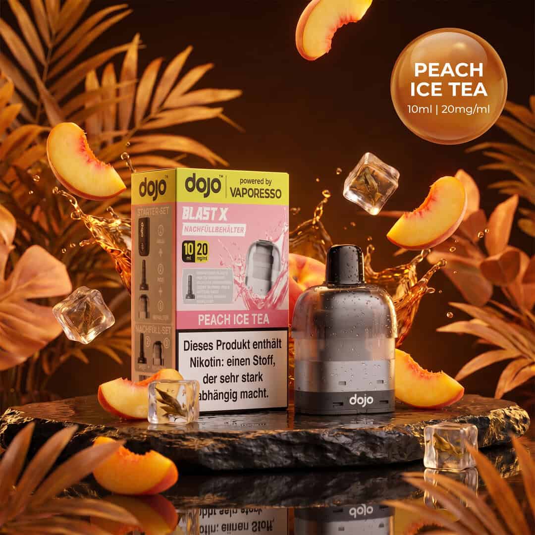 peach ice tea final | Vapebazar Vaporesso Dojo Blast X Pod Nachfüllbehälter 10Ml - Peach Ice Tea - 20Mg