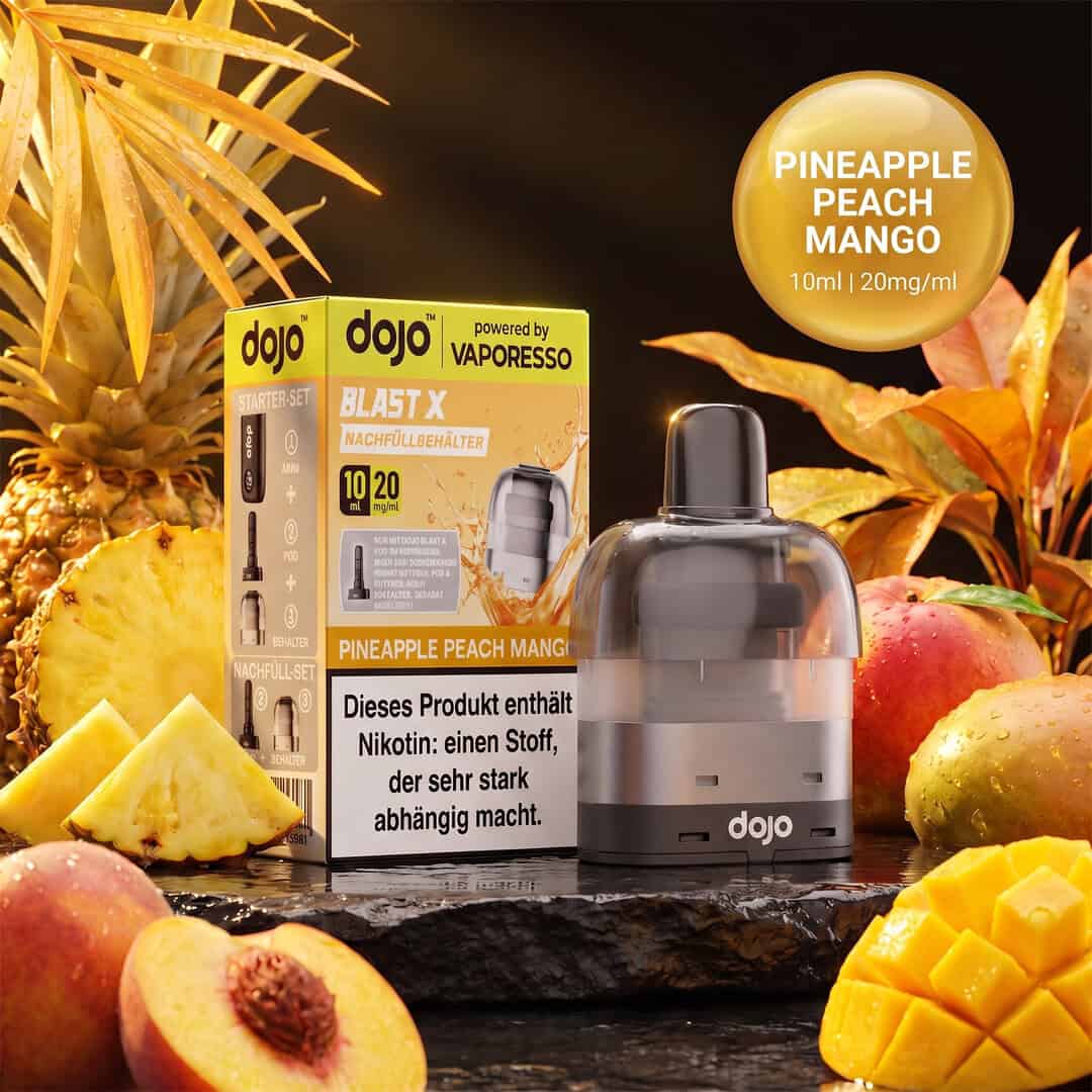 pineapple peach mango final | Vapebazar Vaporesso Dojo Blast X Pod Nachfüllbehälter 10Ml - Pineapple Peach Mango - 20Mg