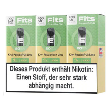 Pod Salt Fits Pods Kiwi Passionfruit Lime 3er Pack Verpackungen - ELFA kompatibel
