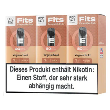Pod Salt Fits Pods Virginia Gold 3er Pack Verpackungen - ELFA kompatibel