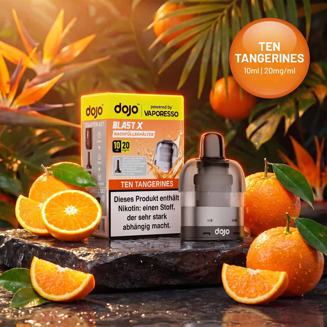 ten tangerines final | Vapebazar Vaporesso Dojo Blast X Pod Nachfüllbehälter 10Ml - Ten Tangerines - 20Mg