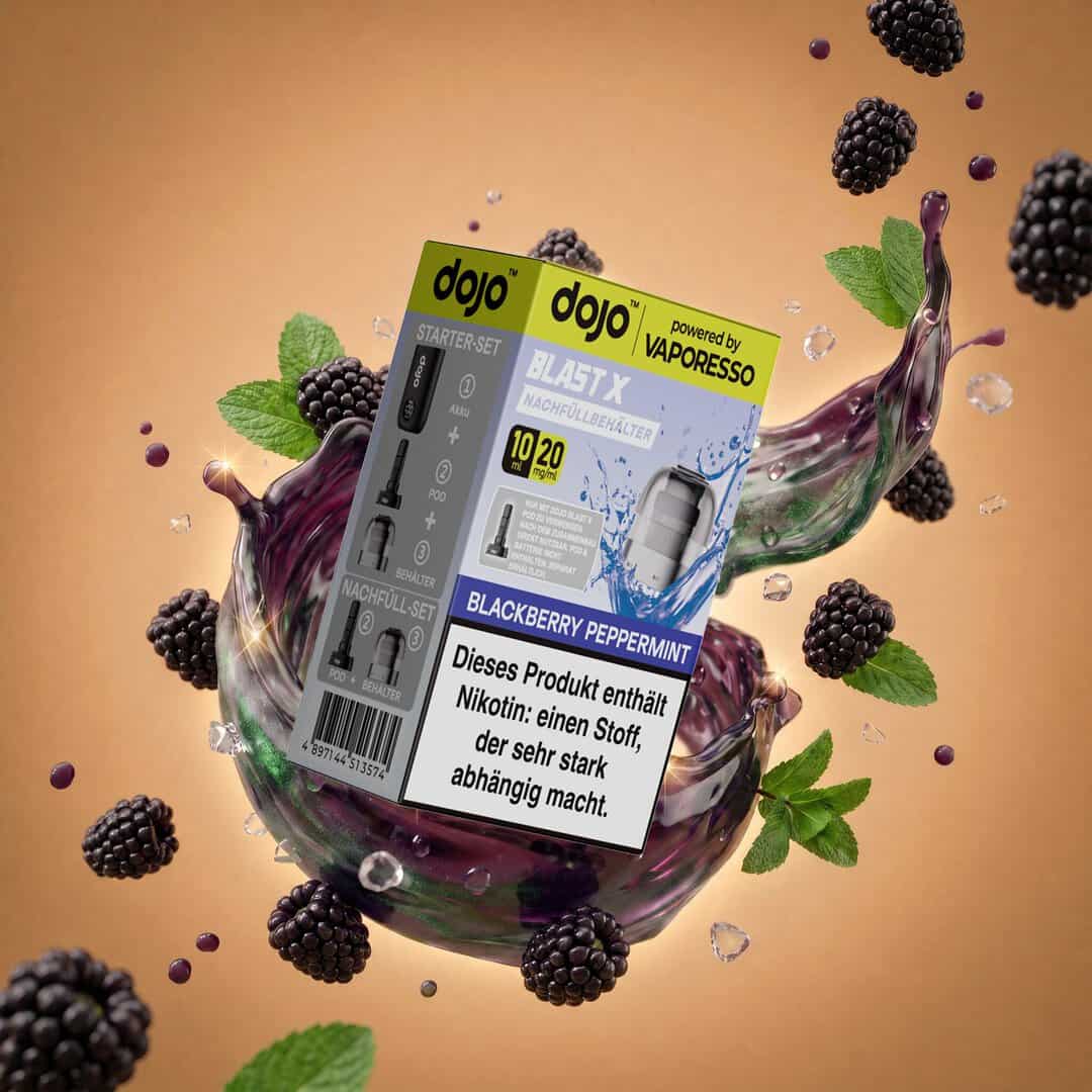 vaporesso dojo blast x pod blackberry peppermint splash | Vapebazar Vaporesso Dojo Blast X Pod Nachfüllbehälter 10Ml - Blackberry Peppermint - 20Mg – Splash