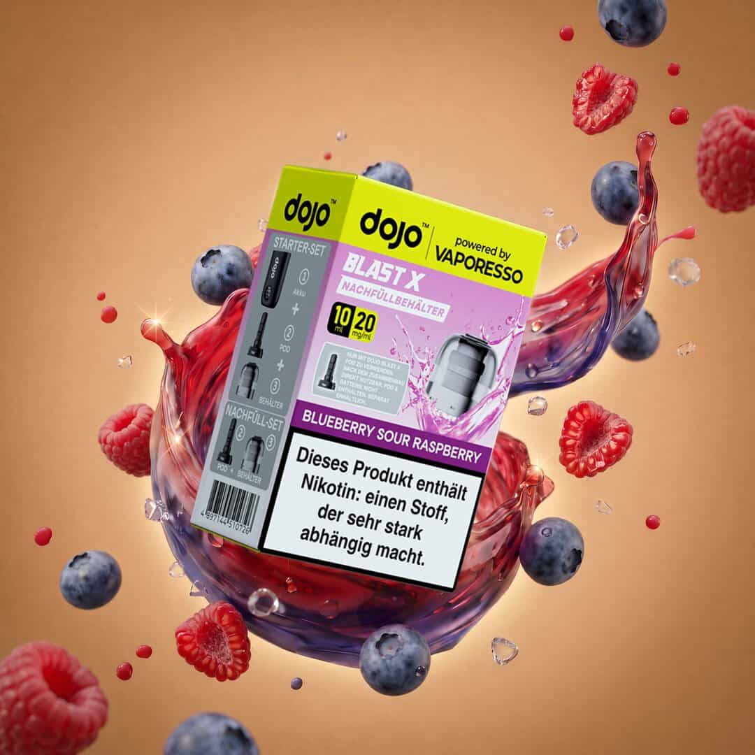 vaporesso dojo blast x pod blueberry sour raspberry splash | Vapebazar Vaporesso Dojo Blast X Pod Nachfüllbehälter 10Ml - Blueberry Sour Raspberry - 20Mg – Splash