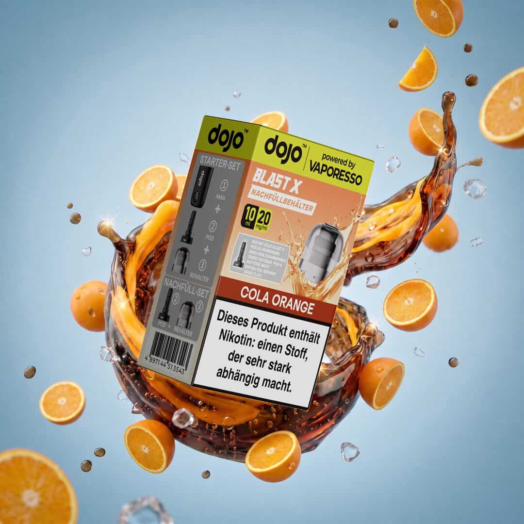 vaporesso dojo blast x pod cola orange splash | Vapebazar Vaporesso Dojo Blast X Pod Nachfüllbehälter 10Ml - Cola Orange - 20Mg – Splash